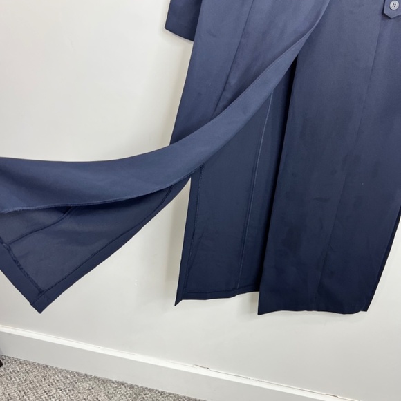 Vintage 90s minimalist Canadian made long blue duster jacket coat 9/10 - Picture 9 of 13